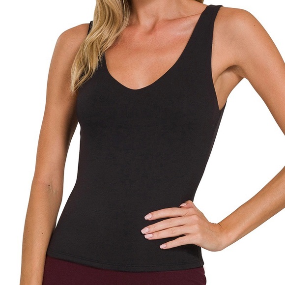 Zenana Outfitters Tops - Zenana black double lined v neck tank